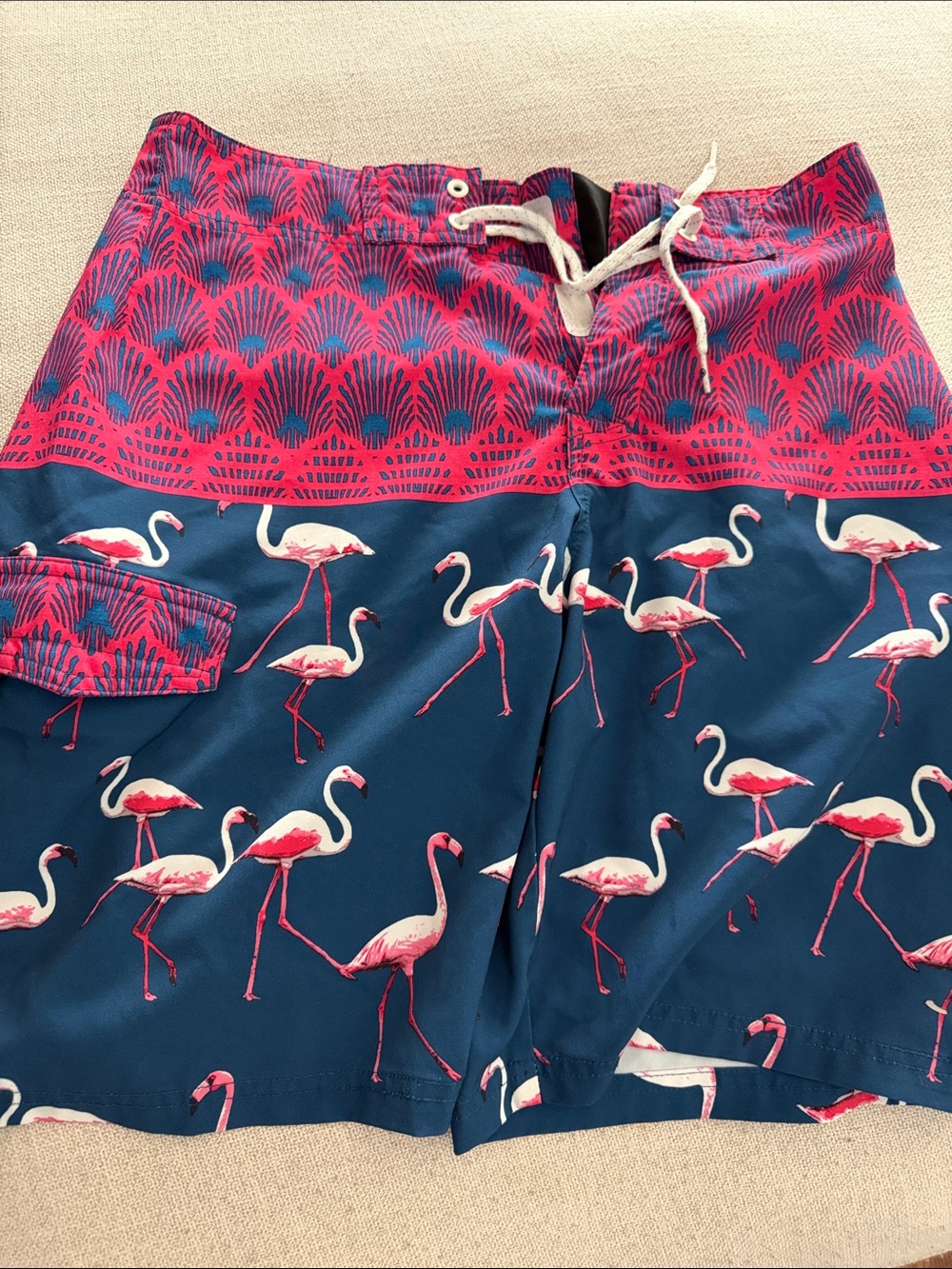 Ocean Current Navy & Pink Flamingo Board Shorts Size 30